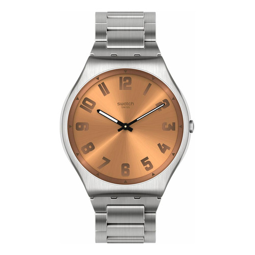 Reloj Swatch Skin Irony Bronze De Acero Plateado Ss07s122g Color del fondo Naranja