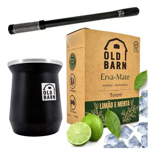 Kit Tereré Old Barn Cuia Alumínio Bomba Inox Mola Erva 500g