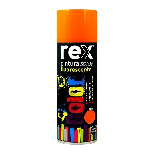 Pintura Aerosol Spray Fluorescente Secado Rápido Rex Color Naranja