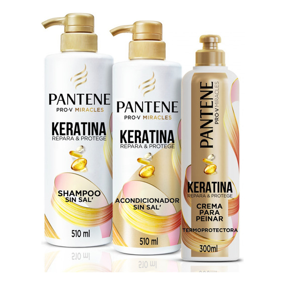  Shampoo Pantene Keratina +Aco 510 ml +Crema p/peinar 300 ml