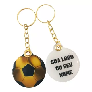 30 Chaveiro Personalizado Bola Ouro Futebol Aniversário