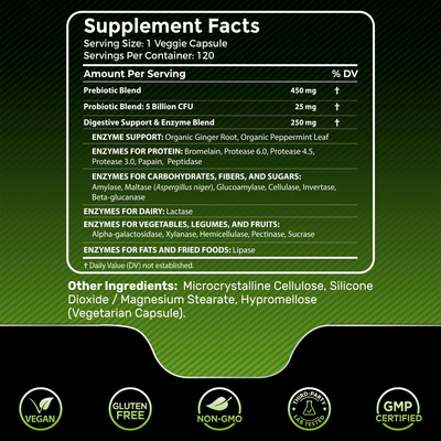 Enzimas Digestivas Con Probióticos Y Prebióticos 450 Mg 5