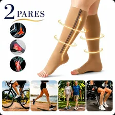 Meia Compressão 3/4 Zíper 20-30mmhg Anti Inchaço Varizes