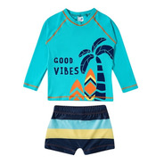 Conjunto Bebe Infantil Sunga Camiseta Praia  Proteção Solar 