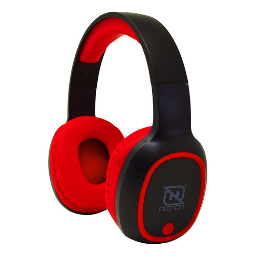 Audifonos Diadema Bluetooth Manos Libres Recargable Necnon Audio Porfesional Color Negro/Rojo