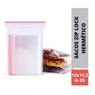 100 Saco Saquinho Ziplock Hermético N5 10x14,3 Abre/fecha