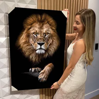 Quadro Decorativo Leão Colorido Judá Grande 90x60