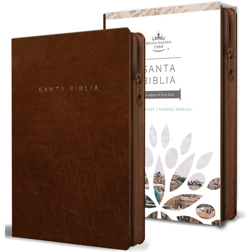 Biblia Rv1960 Lt Grande Símil Piel Canela Cierre Manual