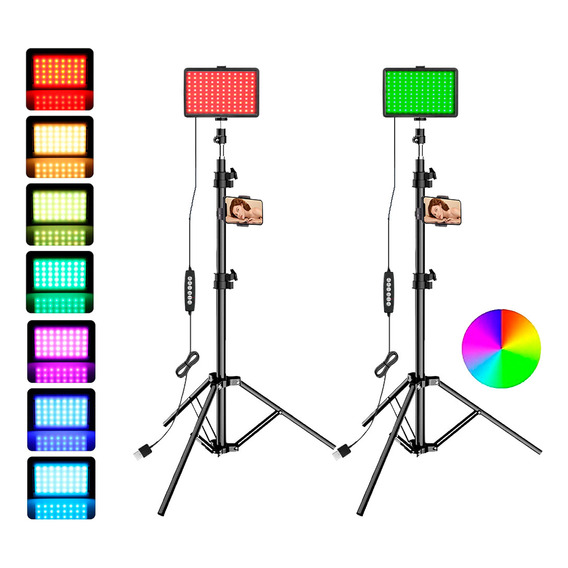 Set De 2 Luces Led Rgb Para Fotografía Y Video Tripode