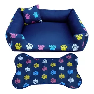 Cama Caminha Pra Cachorro 60x60 +tapetinho Cor Azul-marinho