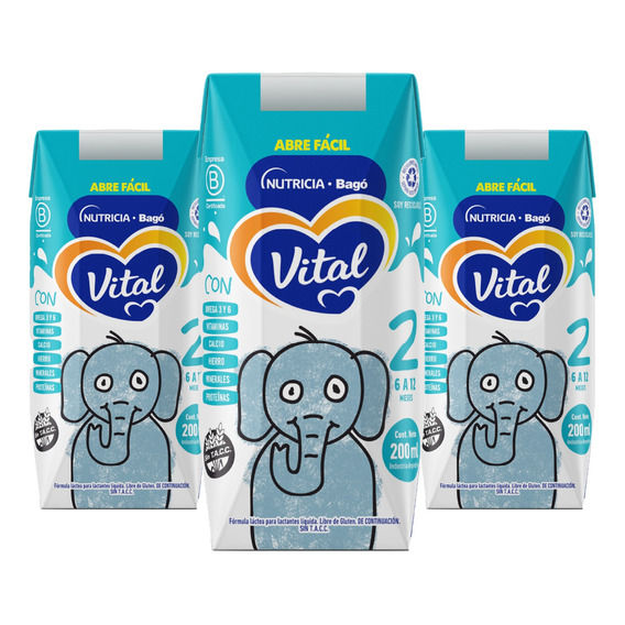 Vital 2 Leche Maternizada Formula Liquida Brick 200ml X 72un