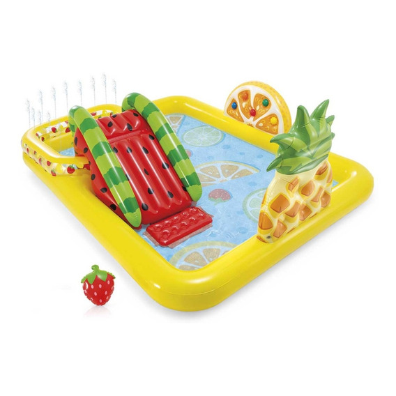 Juego Alberca Acuatico Inflable Tobogan Frutas Hogar Intex