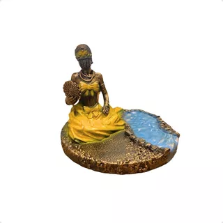 Estátua Oxum Mod (5) 15cm Resina - Umbanda/ Candomblé Cor Dourado
