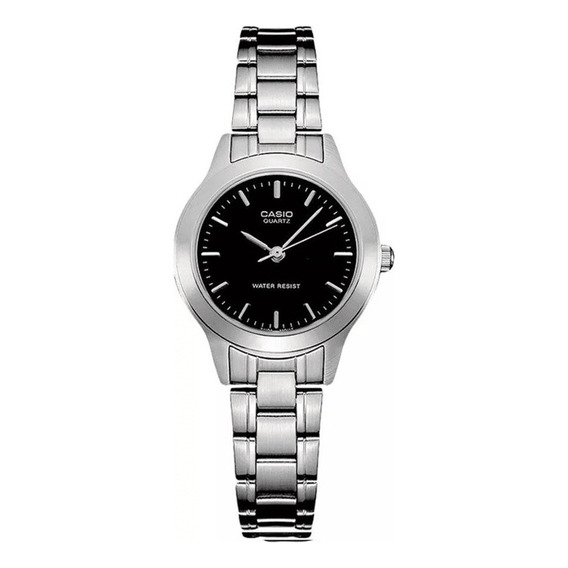 Reloj Para Mujer Casio Ltp_1128a_1ar Plateado Color del fondo Negro