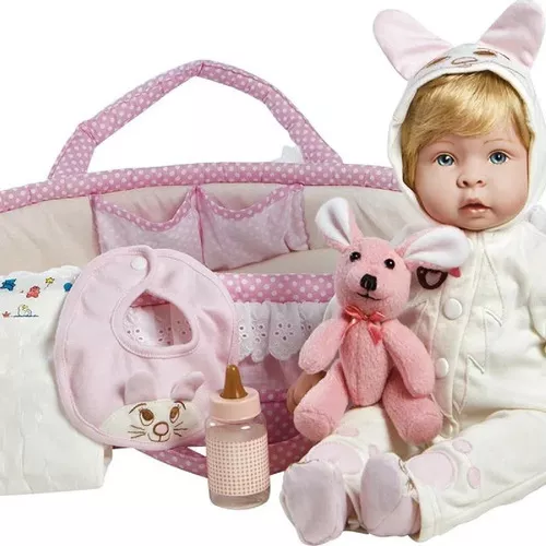 Roupa Para Boneca Bebe Reborn Coelho Com Bolinha Rosa - Shiny Toys