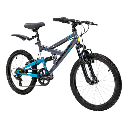Mountain bike masculina Mercurio DS ZTX 20 7v frenos v-brakes color gris/azul con pie de apoyo