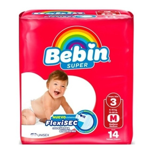 Pañal Desechable Etapa 3 (6 - 10 Kg) Flexisec M Unisex 14 Pz