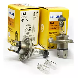 Par Lâmpadas Originais Philips H4 Halógena 12v 60/55 W + W5w