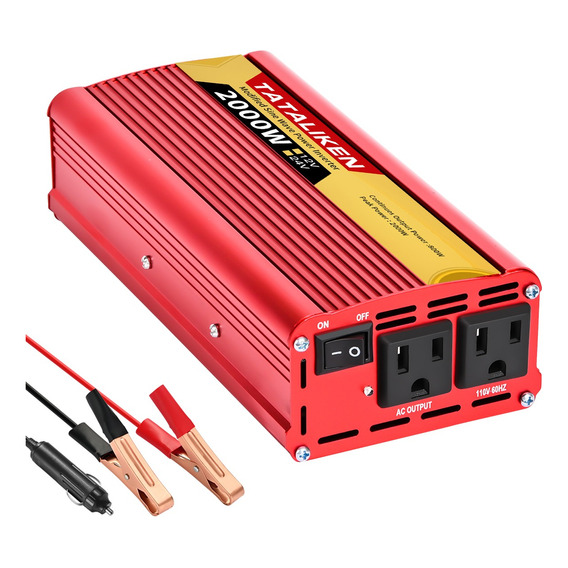 Inversor De Corriente 2000w 12v/110v60hz Dual Usb Y Enchufe