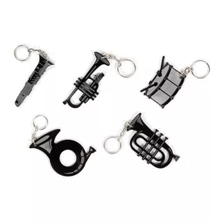 Pack 5 Llaveros Instrumentos De Banda - Acrílico Negro