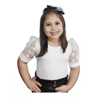 Blusa Mini Diva Infantil Manga Bufante Meninas Estilosas