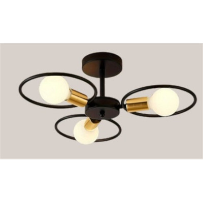 Plafon Araña Flor 3 Luces Negro Dorado Industrial Apto Led
