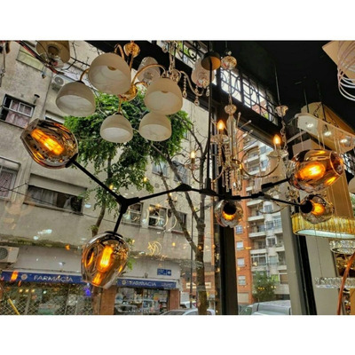 Colgante Araña Ragnar 5 Luces Vidrio Humo Vintage Cie