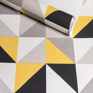 Papel Decorativo De Parede Quarto Sala Veneto Amarelo 10 Mts