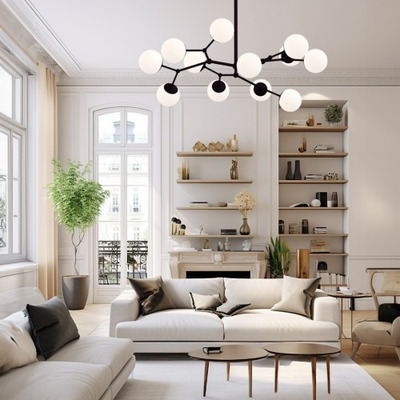 Colgante Araña Bio Negro Opal Diseño 12 Luces Led G9 Rd