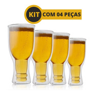 Copo Cerveja Chopp 350ml Vidro Garrafa Invertida Kit 4 Pcs