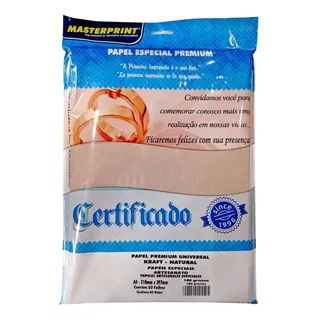 Papel Kraft A4 180g P/ Caixas Convites 50 Folhas Masterprint Cor Pardo Natural