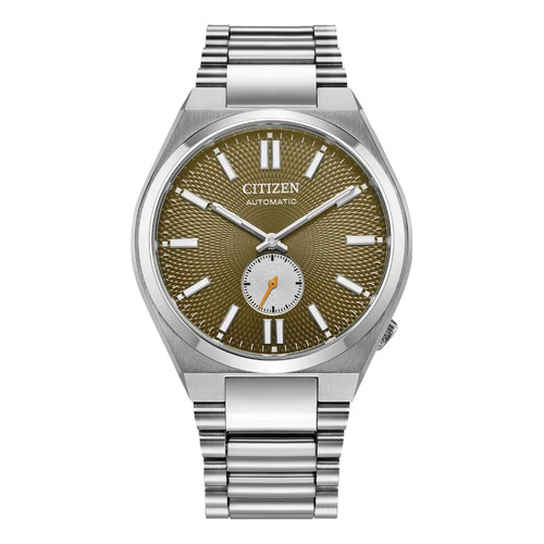 Reloj Citizen Tsuyosa Small Second Automatico Correa Plateado Bisel Plateado Fondo Verde