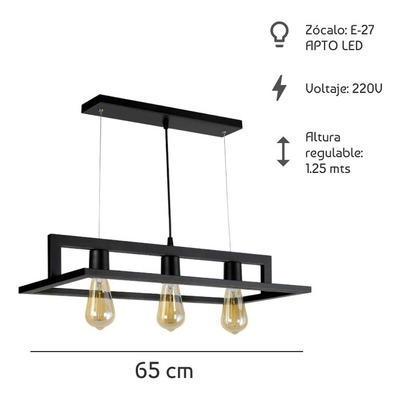 Colgante Ibérico 3 Luces Linea Rustica Apto Led Luz Desing