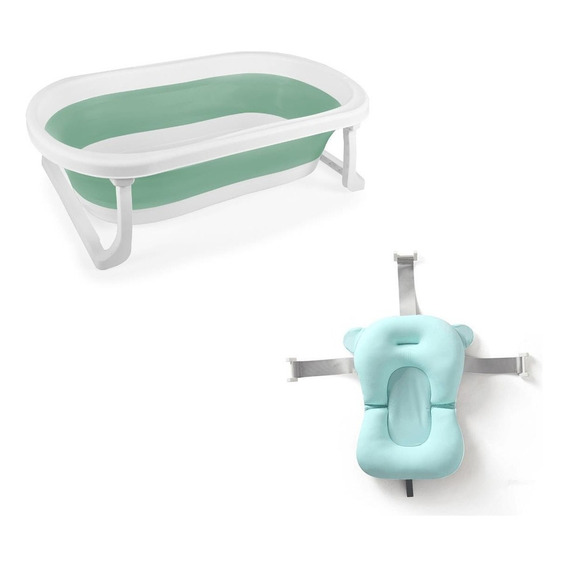 Bañito Plegable + Colchon Baby Splash Bebe Color Verde