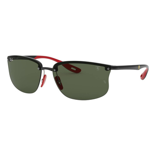 Anteojos de sol Ray-Ban Scuderia Ferrari Collection Standard con marco de plástico color black, lente dark green de plástico clásica, varilla black de plástico - RB4322M