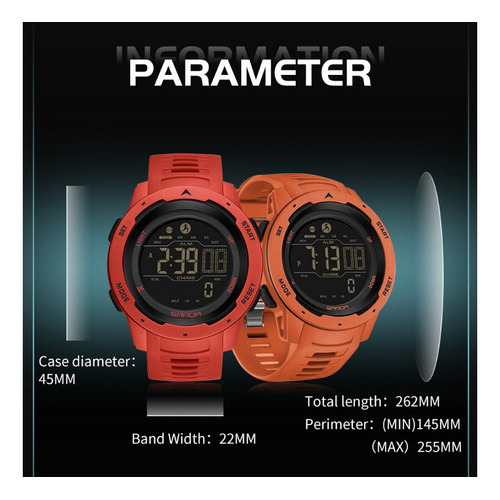 Relojes Sanda Con Cronógrafo Led Impermeables Para Hombre Color De La Correa Rojo