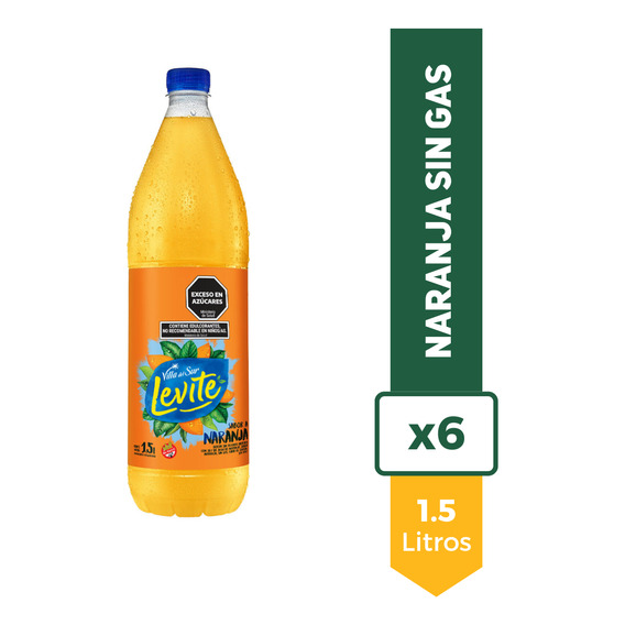 Agua Saborizada Levite 1.5l Naranja Sin Gas La Barra Pack X6