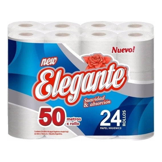 Papel Higienico Elegante 50 Metros X 24 Un Blanco Premium