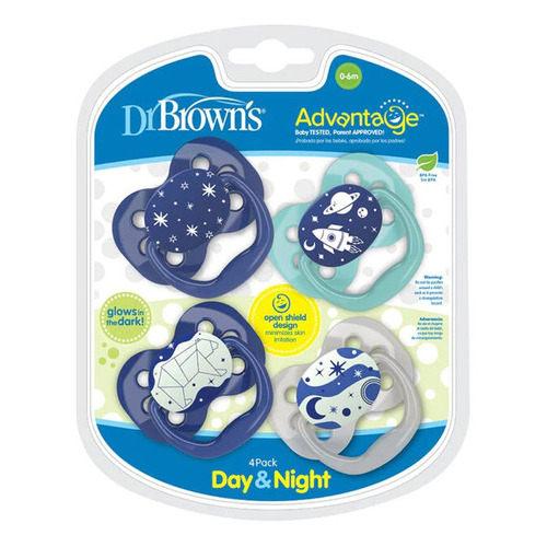 Pack De 4 Chupones Day & Night Color Azul Período de edad 0-6 meses