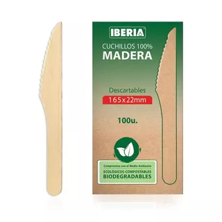 Cuchillos De Madera Moldeados Iberia Eco Line X100u.