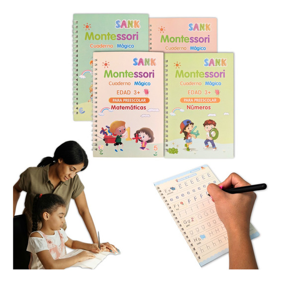 4 Cuadernos Mágicos De Caligrafía En Español Para Niños