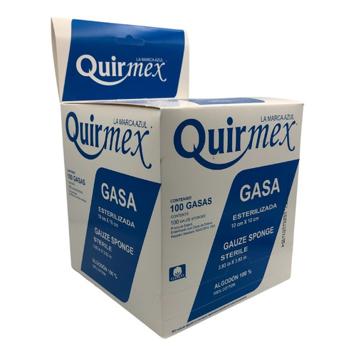 Quirmex gasas esteriles absorbentes de algodon 10x10cm caja de 100 unidades