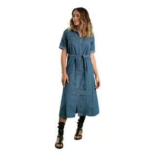 Vestido Jean Denim Largo