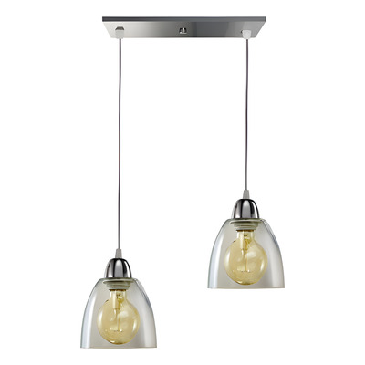 Colgante 2 Luces Vidrio Transparente Moderno Deco Apto Led Cromo/trans