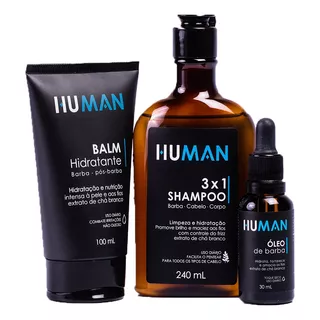 Kit De Barba - Shampoo Multiuso + Balm E Óleo Human