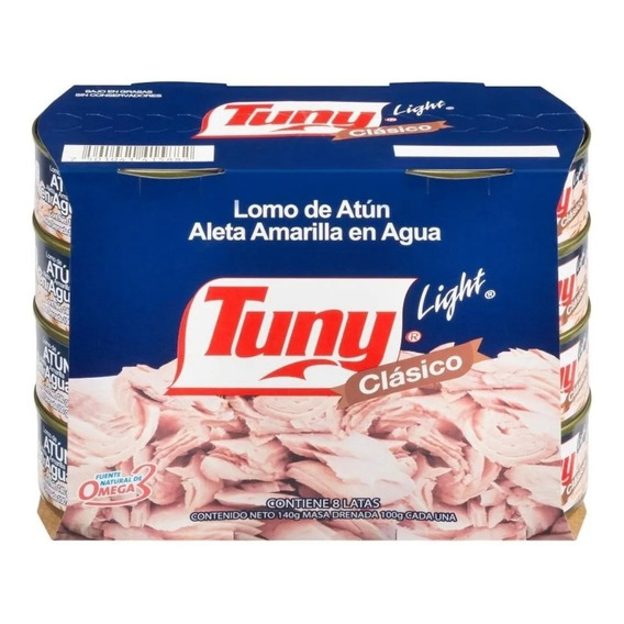 Atun Tuny Clasico En Agua Lata 140g En Hojuelas Con 8 Piezas
