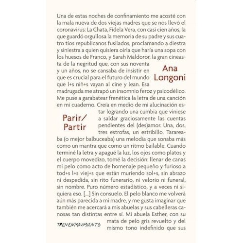 Libro Parir / Partir - Ana Longoni - Tren En Movimiento
