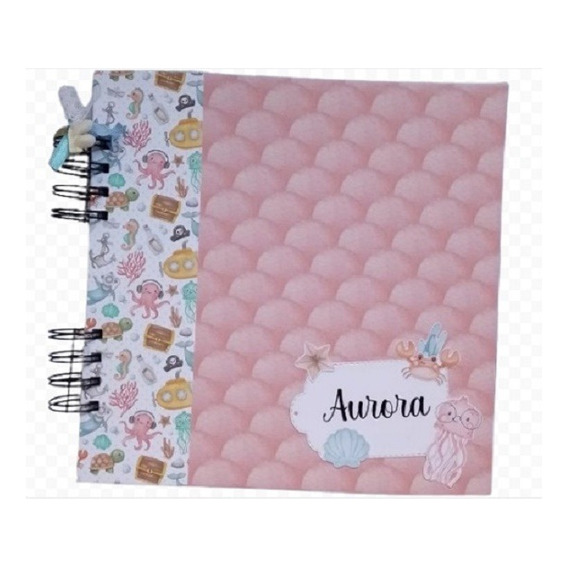 Álbum Bebé Nacimiento Personalizado Scrapbook Diseño Aqua