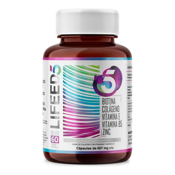 Suplemento en cápsula Lifeed5  Biotina y Colágeno LF5 vitamina e en pote de 39.42g 60 un