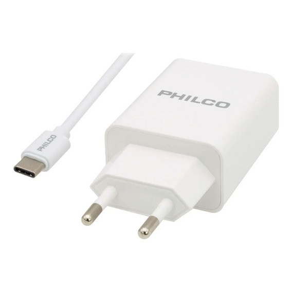 Cargador Philco R2109 Con Cable Tipo C 2.1a Blanco